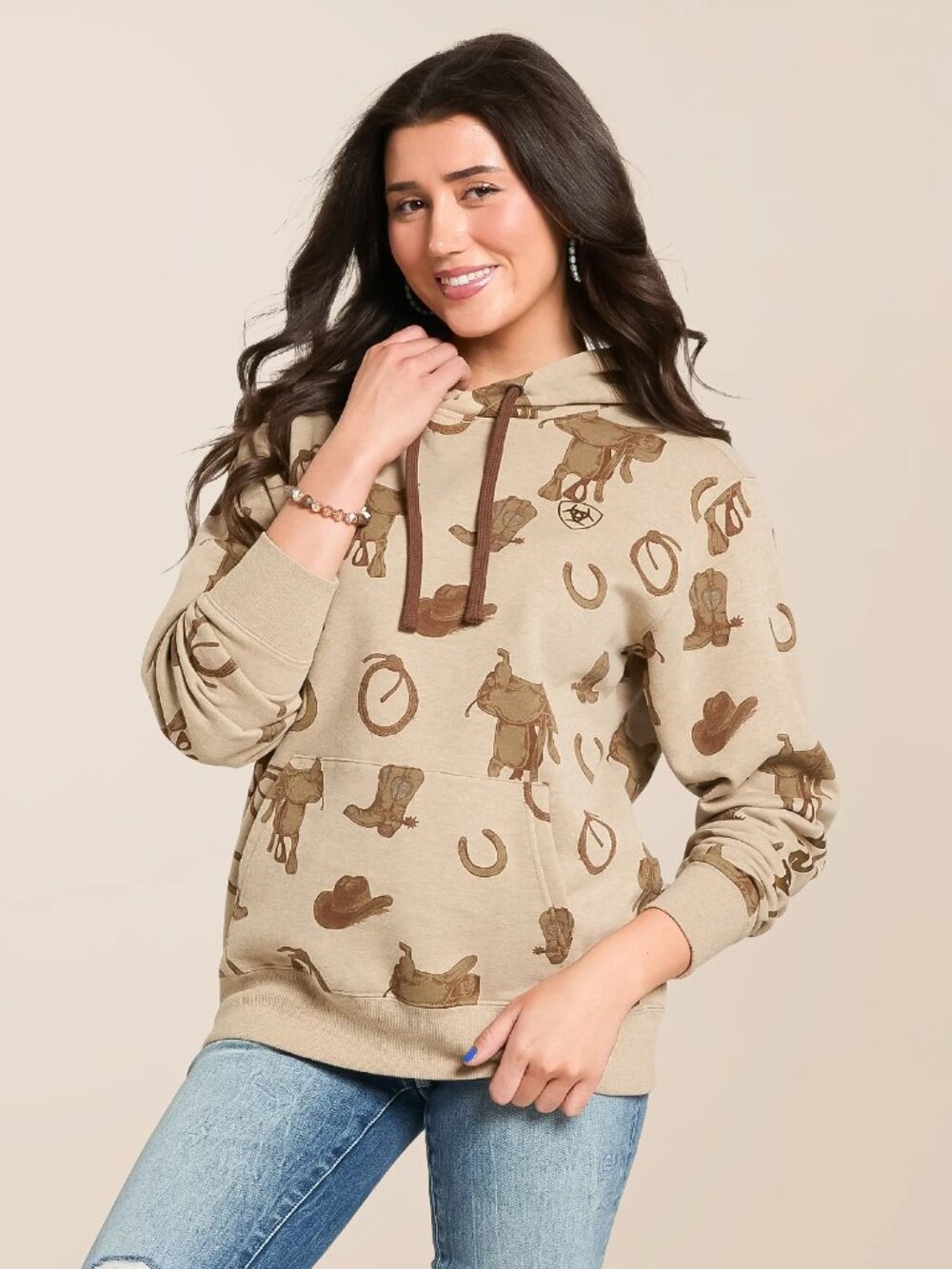 ARIAT Women's Horse Saddle Hooded Sweatshirt | NWT